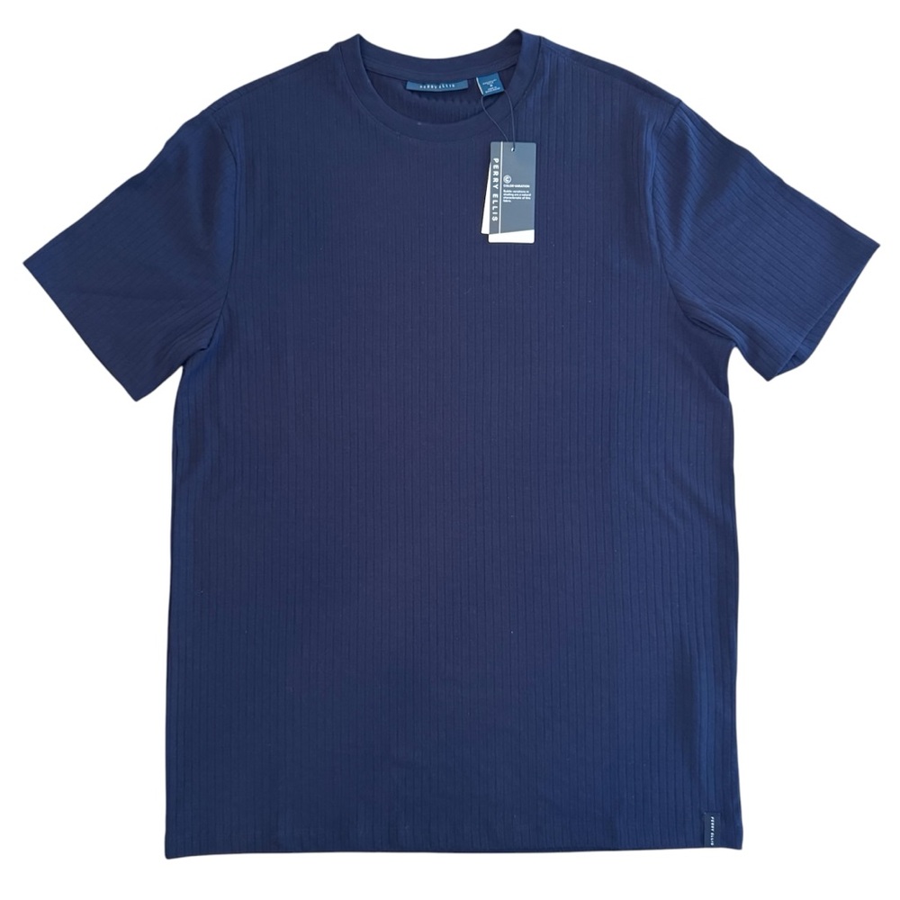 Perry Ellis Men’s Rib Knit Crewneck Tee